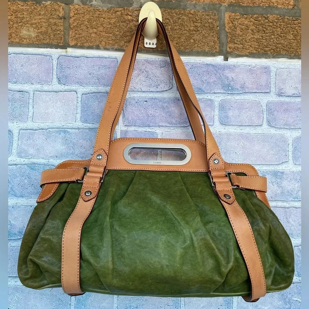 L.A.M.B buttery soft green leather shoulder bag - Picture 6 of 17